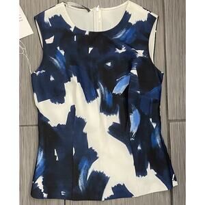 Per Se Dark Blue/White Tank Blouse Size 2 NWT RN138420 Top Only